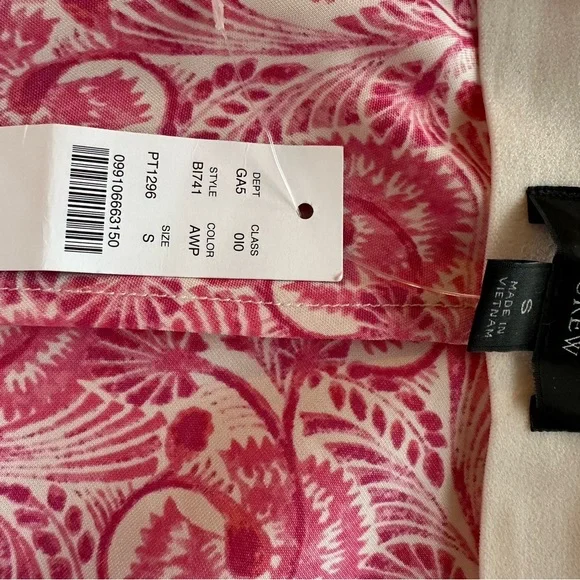 J. Crew Pink and White Paisley Satin Midi Skirt. NWT - Picture 6 of 6